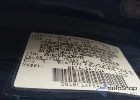 2010 Nissan Versa 1.8S из США, поврежденный, VIN 3N1BC1AP2AL365479